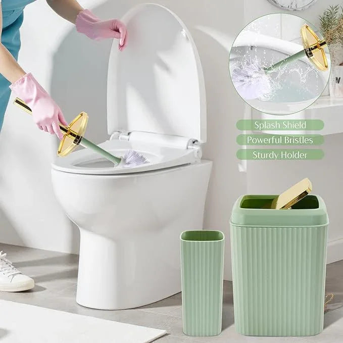 WSBArt 17PCS Bathroom Accessory Set Bathroom Set Green Bathroom Decor,Toilet Brush, Trash Can, Qtip Holder Dispenser& 3PCS Soap Dispenser - ModernBath