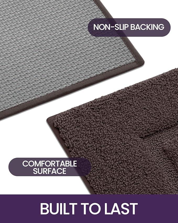 DEXI Bathroom Rugs 36x24, Washable Non Slip Bath Mat for Shower Floor, Absorbent Quick Dry Bathmat with Rubber Backing, Ultra Soft Plush Carpet for Tub, Brown - ModernBath
