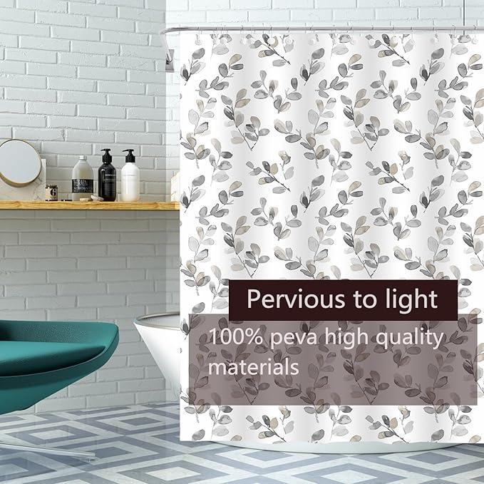 TIKABC Shower Curtain Liner, 4G PEVA Mimosa Shower Liner, Plastic Waterproof Shower Curtains, 72x72 inch with Grommet Holes 3 Magnetic Weights - ModernBath