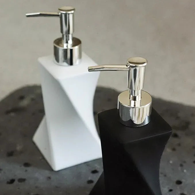 Modern Black Hand Soap Dispenser for Bathroom Countertop, Dish Soap Dispenser for Kitchen Sink, Contemporary Art Style, Matte Finish, 8.5oz (Pebble Black) - ModernBath