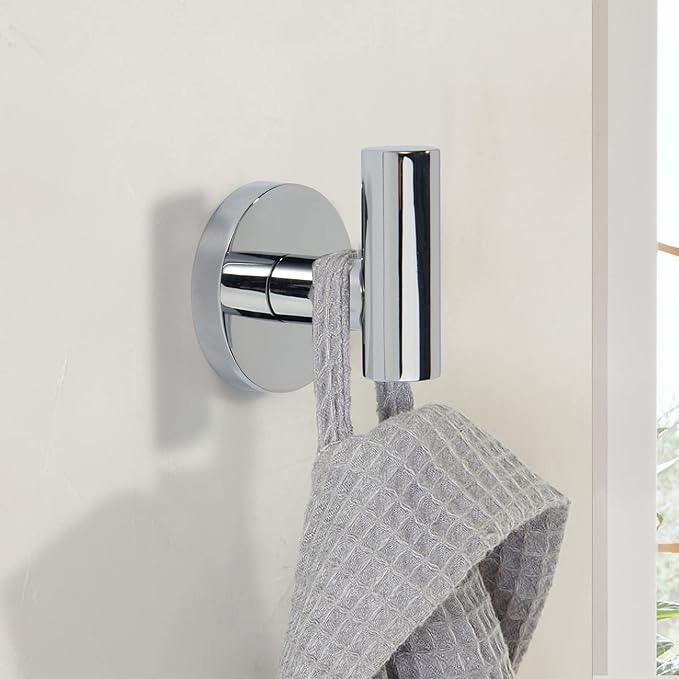 TUNNY 3 Pack Round Bathroom Towel Hooks - Chrome Robe & Coat Hooks for Bathroom & Bedroom - ModernBath