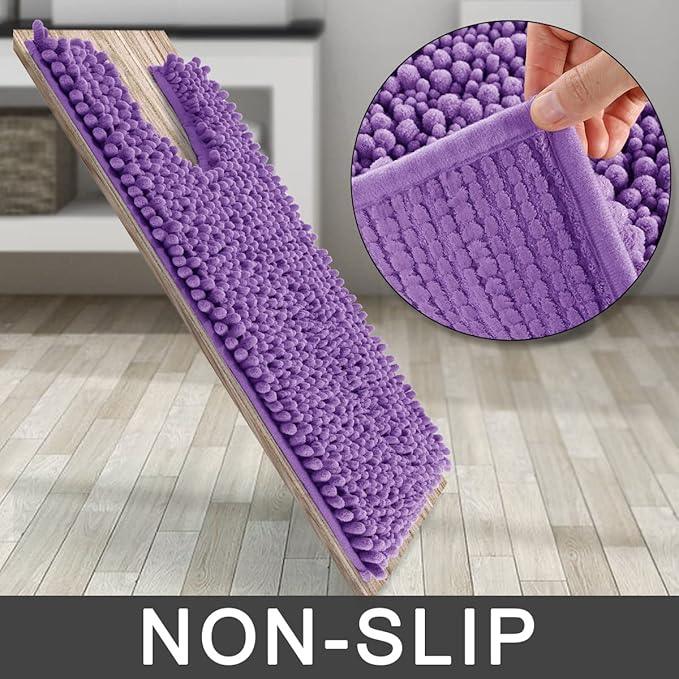 Yimobra Toilet Rug U Shaped Washable 24x20 Inch - Ultra Soft Absorbent Chenille Bath Rugs for Toilet, Quick Dry & Machine Washable, Non Slip Contour Bathroom Mat, Lavender - ModernBath