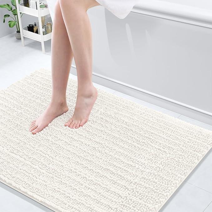 Arotive Luxury Chenille Bathroom Rug Mat, Extra Soft Thick Absorbent Shaggy Bath Rugs, Non-Slip Machine Wash Dry, Plush Bath Mats for Bathroom, Shower and Tub, 47x32, Ivory - ModernBath