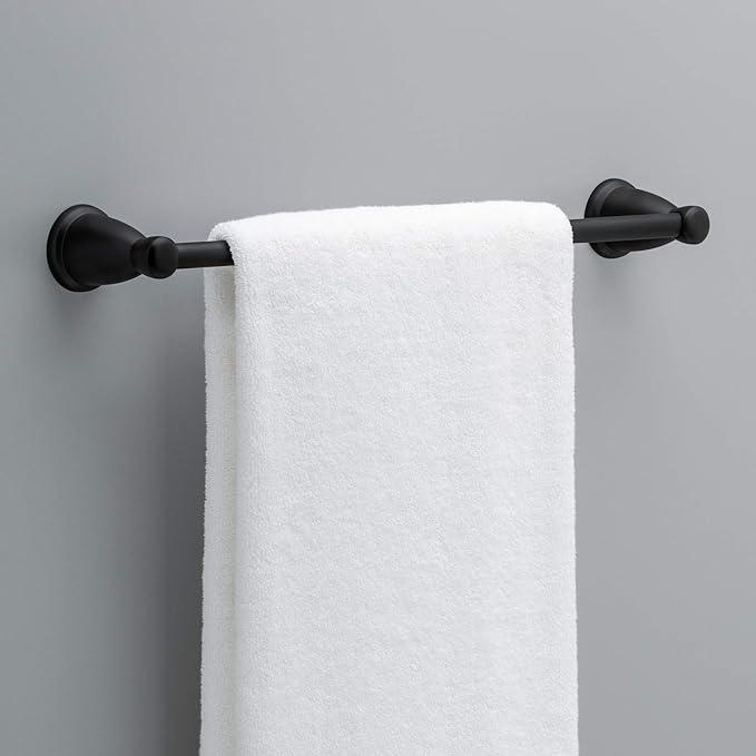 Franklin Brass Kinla 5-Piece Bathroom Set Matte Black 18" and 24" Towel Bar Racks, Toilet Paper Holder, Ring, Hook KIN5PC-MB - ModernBath