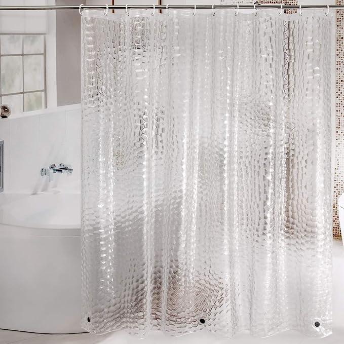 WELTRXE Extra Long Shower Curtain Liner with Magnets, 72 x 84 Inch Waterproof 3D Water Cube Clear Bathroom Shower Curtains, No Chemical Smell, Heavy Duty, Extra Long for Shower Stall, Bathtubs - ModernBath