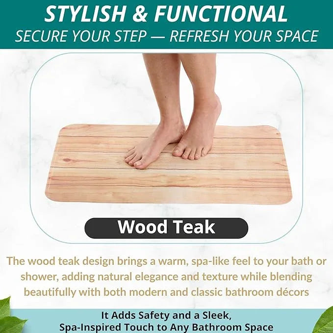 ENKOSI Bath Mat for Tub and Shower Floors - Non Slip Shower Mat – Anti Slip Bathtub Mat with Strong Suction Cup Grip – Soft, Wood Design Bathroom Mat for Inside Bath and Showers (28x16 Wood Teak) - ModernBath