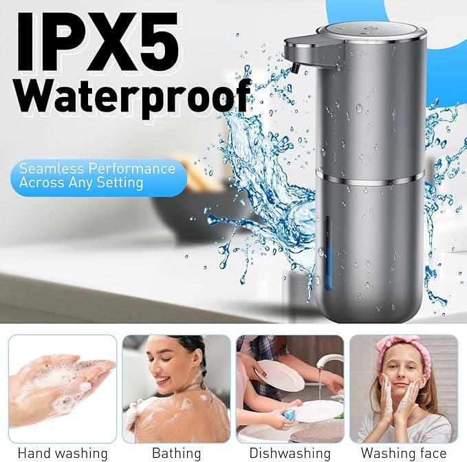 Fantictas Automatic Foaming Soap Dispenser Foaming Hand Sanitizer Touchless 1500mAh Soap Dispenser Rechargeable with Sensor for Bathroom Kitchen 13.5oz/380ml - ModernBath