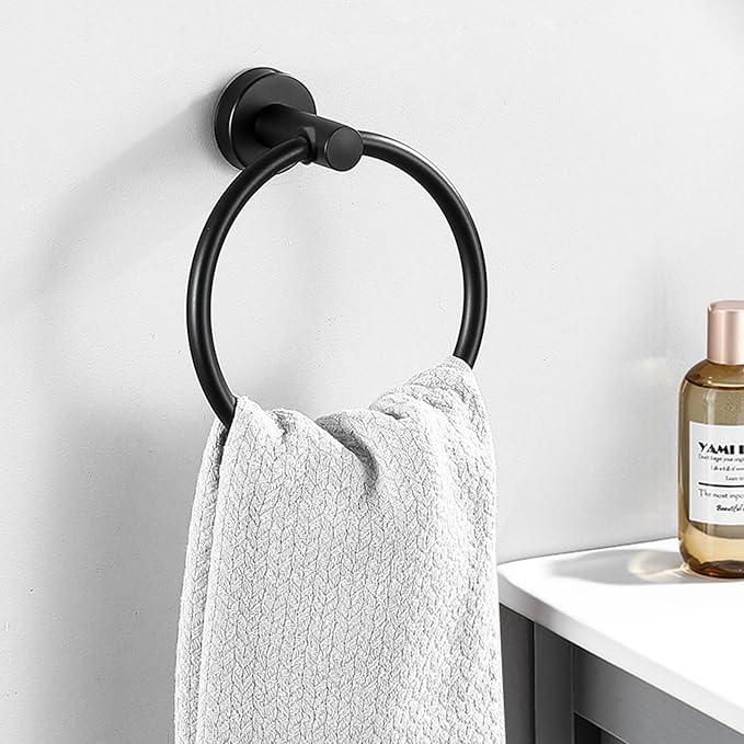 5-Pieces Matte Black Bathroom Accessories Set, Stainless Steel Bathroom Hardware Set, Bath Towel Bar Set, Towel Racks for Bathroom Wall Mounted. - ModernBath