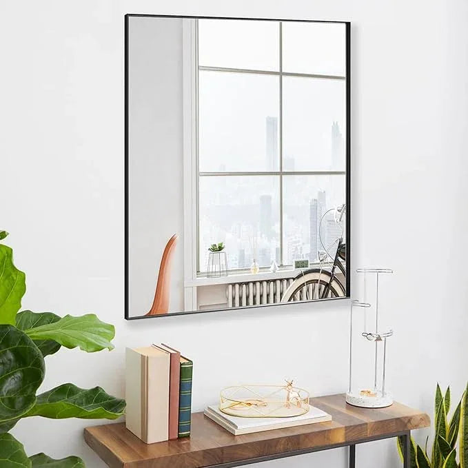 Bonverre 24x30 Inch Black Bathroom Mirror for Wall, Aluminum Frame Rectangle Rectangular Vanity Mirror, Modern Large for Bedroom, Living Room, Horizontal or Vertical - ModernBath