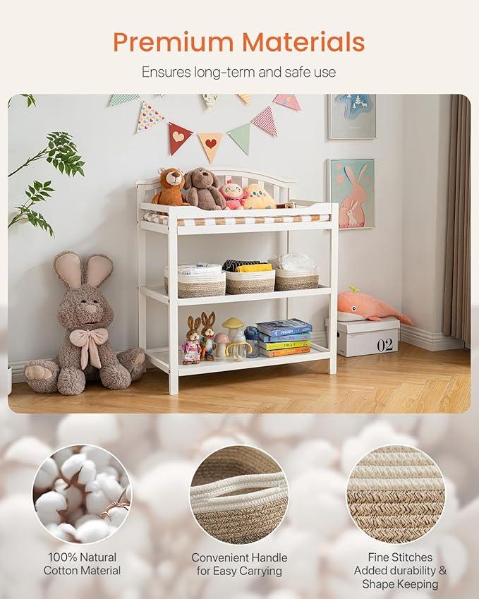 Small Woven Basket, 12 x 8 x 4.5 Inches, Storage Basket for Organizing, Cute Small Rope Shelf Closet Cube Storage Bins Baskets for Shelves, Dog Toy Gift Baskets Empty, 3 Pack Gradient Brown - ModernBath