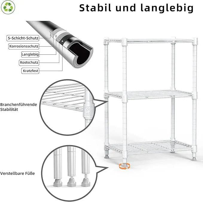 450 lbs Wire Storage Shelving 3-Tier Utility Shelving Unit Steel Organizer Wire Rack for Home,Kitchen,Office,White (11.8" D x 17.7" W x 26.4" H) - ModernBath