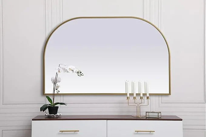 Illuminate, Metal Frame Arch Mirror 39X24 Inch in, Modern, Brass - ModernBath