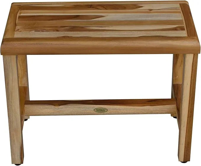 EcoDecors Eleganto 24 Inch Natural Color Waterproof Teak Wood Shower Bench Stool Seat Chair For Inside Shower Provides Safety, Storage, and Organization For Bathroom Accessories - ModernBath