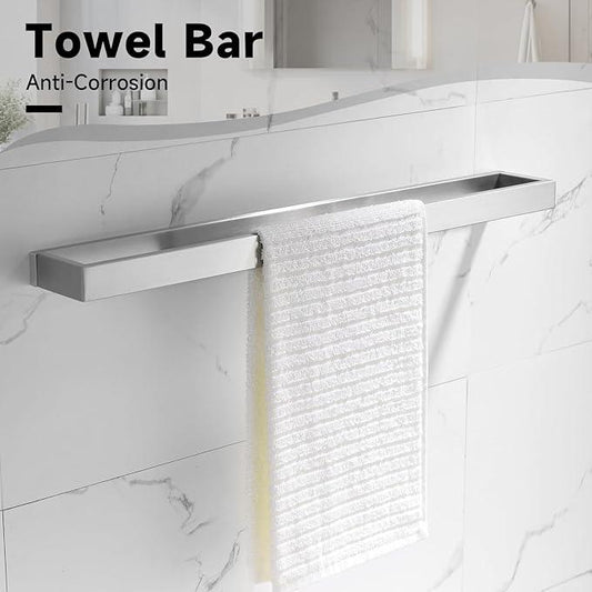TNOMS Brushed Nickel Towel Bar Set,5-Pieces Bathroom Hardware Accessories Set,Towel Racks Set for Bathroom 23.6 Inch Towel Bar Stainless Steel Wall-Mounted - ModernBath