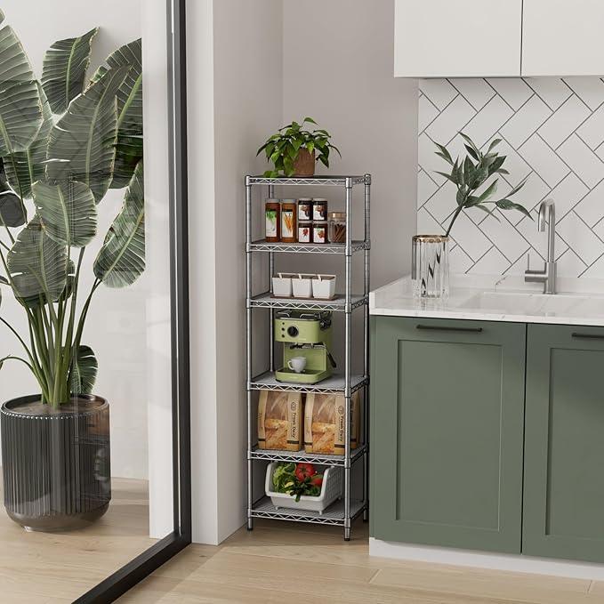 Small 5 tire Shelves Storage Wire Shelving Unit Metal Shelf Adjustable Organizers Storage Shelving for Bathroom Laundry Room Kitchen Pantry10”D x 16”W x 60.2”H Silver - ModernBath