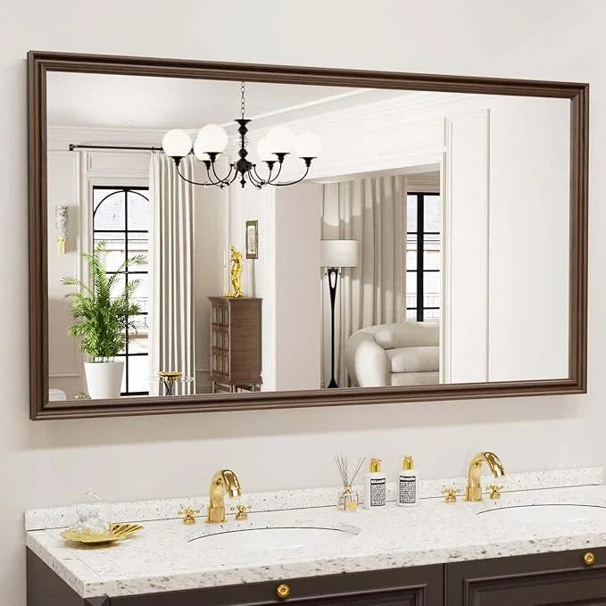 WEER Retro Copper Bathroom Mirror, 55x30 Inch Bronze Oil Rubbed Framed Mirror, Rectangle Classic Vintage Framed Wall Mirror, Farmhouse Vanity Mirror, Tempered Glass, Vertically or Horizontally - ModernBath
