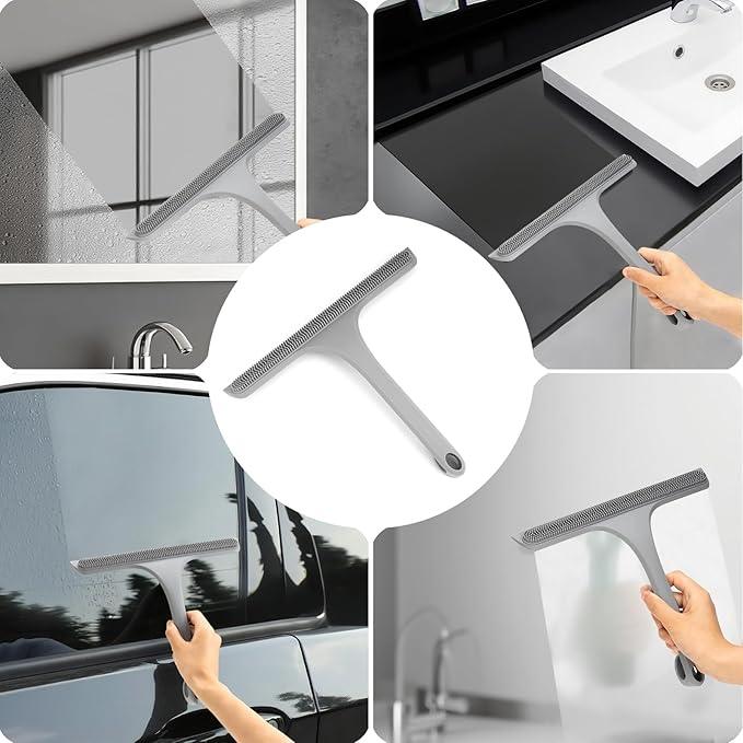 Mesiiloly 10.7“ Wide All-Purpose Shower Squeegee for Glass Doors, Squeegee for Shower Glass with Hook, Window Squeegee with Double-Ended Gap Brush Set for Shower, Bathroom, Car Glass, Mirror (Gray) - ModernBath