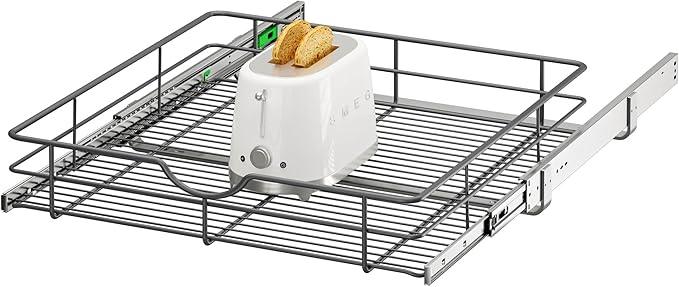ALINE FURNITURE Pull Out Shelves - 23" W x 22" D Soft Close Pull Out Cabinet Organizer 1 Tier - Slide Out Drawers with Shelf Liner, Heavy Duty Steel Wire Baskets for Kitchen Cabinets, Pantry, Bathroom - ModernBath