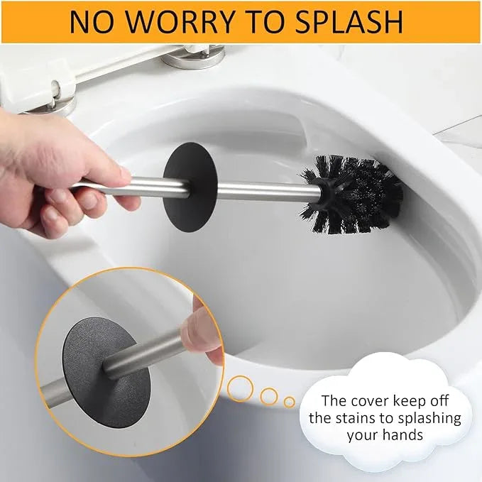 BGL Toilet Brush and Holder Set Brushed Nickel Aluminium Freestanding Toilet Bowl Cleaner Brush and Holder for Bathroom Storage and Organization, Square Design Sturdy and Space Saving - ModernBath