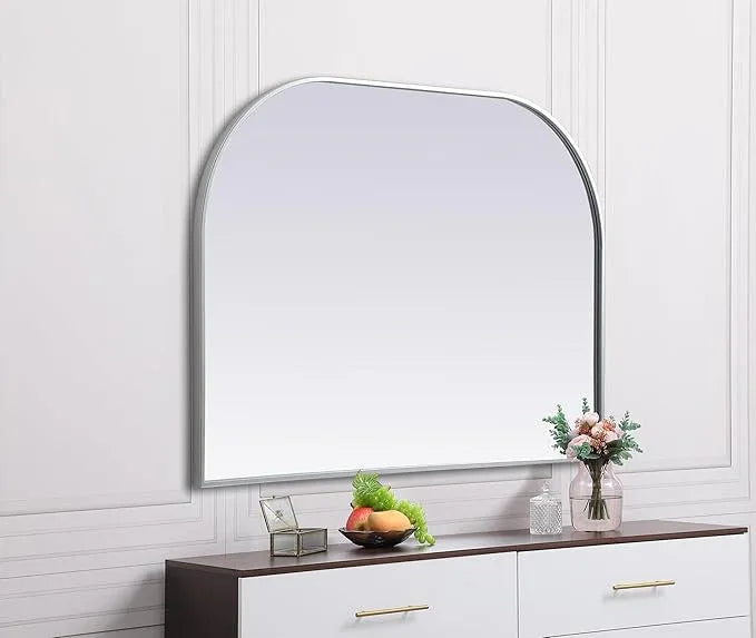 Illuminate, Metal Frame Arch Mirror 42X30 Inch in, Modern, Silver - ModernBath