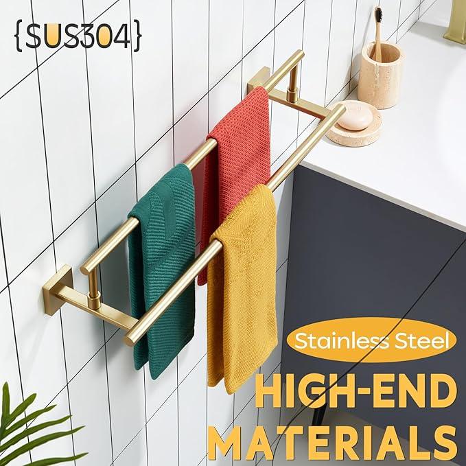 KOKOSIRI Hand Towel Bar 20 Inch Bath Towel Holder Bathroom Racks 50CM for Cabinet Kitchen Rails Brushed Gold Stainless Steel B5009BG-L20 - ModernBath