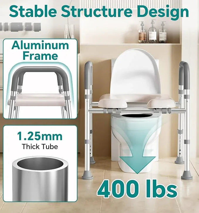 Soundfuse Toilet Seat Risers for Seniors, Raised Toilet Seat with Handles, Adjustable Height & Width, Cozy Padded 400lb Elevated Toilet Seat, Fit Any Toilet - ModernBath