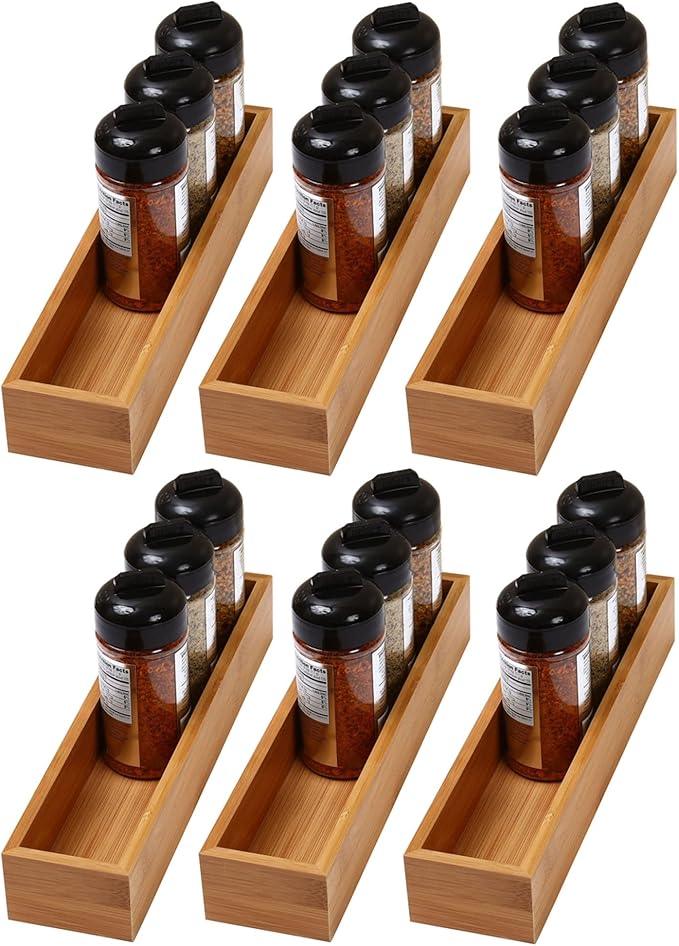 YBM Home Bamboo Drawer Organizer Storage Box for Kitchen Drawer, Junk Drawer, Office, Bedroom, Children Room, Craft, Sewing, and Bathroom, 6 Pack 3x12x2 inch - ModernBath