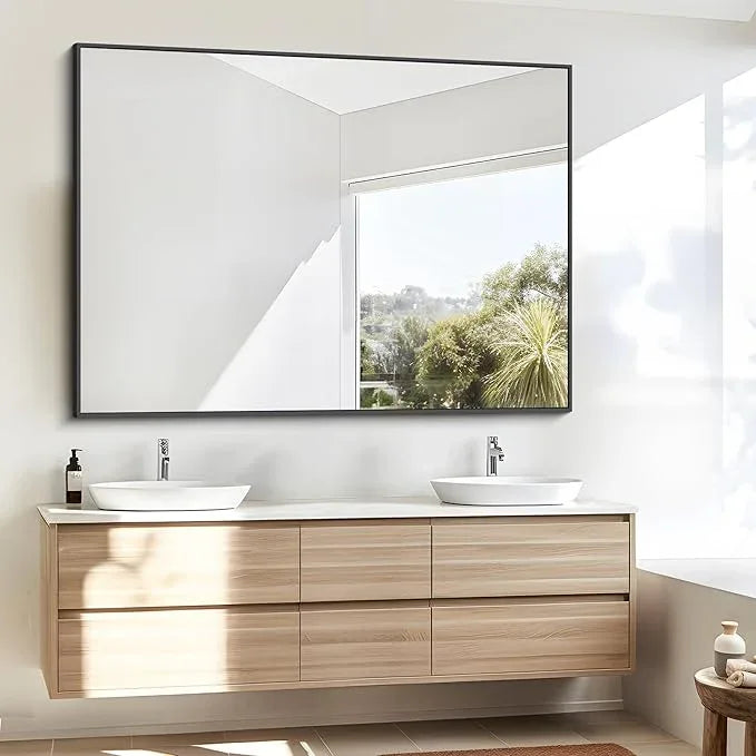BONEWEI Bathroom Mirror,36x48 inch Large Wall Mirror for Bathroom Wall Mounted Black Rectangle Corner Mirrors,Black Bathroom Mirror for Living Room,Farmhouse,Bedroom Entryway,Horizontal/Vertical - ModernBath