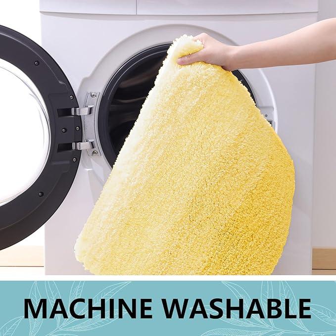 Arotive Microfiber Bathroom Rugs, Shaggy Soft and Absorbent Bath Rug, Non-Slip, Thick Plush Machine Washable Dry Bath Mats for Bathroom, Tub and Shower, 24x24, Yellow, Round - ModernBath
