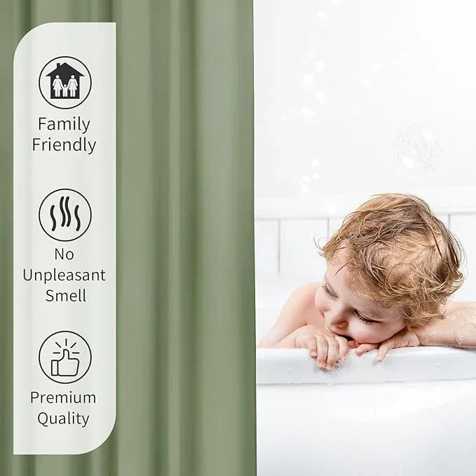 Gibelle 2 Pack Sage Green Fabric Shower Curtain or Liner, 72x72 Waterproof Shower Curtain Liner for Bathroom with Metal Grommets and 12 Plastic Hooks, Soft Cloth & Hotel Quality, Machine Washable - ModernBath