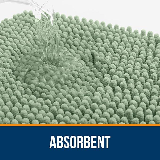 OLANLY Toilet Rugs U-Shaped 24x20, Extra Soft Absorbent Chenille Contour Bathroom Rugs for Toilet, Dry Quickly, Machine Washable, Non-Slip Bath Mat, Sage Green - ModernBath