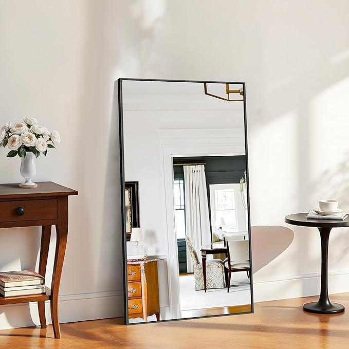 KOCUUY 30x55 Inch Large Black Wall Mounted Mirror,Aluminum Framed Decorative Rectangular Bathroom Mirror for Wall Over Sink,Vanity Mirror for Bedroom Living Room Bathroom,Functional Oversized Mirror - ModernBath
