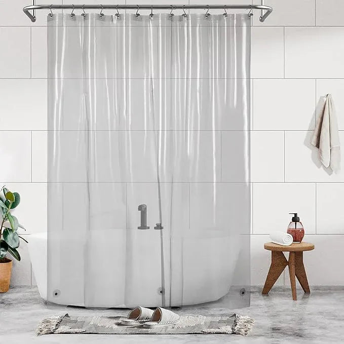 Barossa Design Extra Long Clear Black Shower Curtain Liner with 3 Magnets - 72" x 84" XL, Waterproof PEVA Lightweight Shower Liner for Bathroom, PVC Free, Metal Grommets - Clear Black, 72x84 - ModernBath