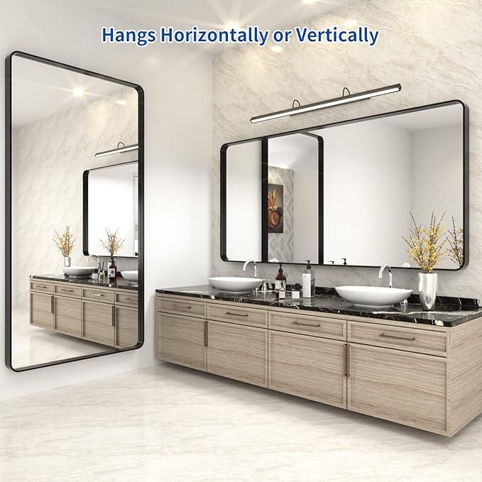 WEER Black Bathroom Mirror 72x36 Inch, Black Metal Framed Mirror for Wall, Large Rounded Rectangle Matte Black Vanity Mirror Farmhouse, Anti-Rust, Tempered Glass, Hangs Horizontally or Vertically - ModernBath
