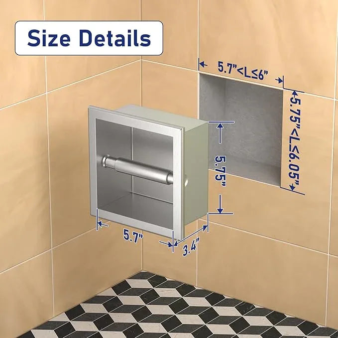 Toilet Paper Holder, in Wall Toilet Roll Holder for Bathroom Renovation, 304Stainless Steel Recessed Toilet Tissue Holder (Silver) - ModernBath