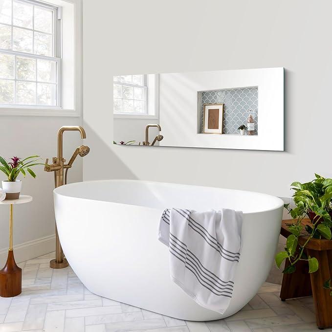 CILIBER Frameless Mirror, 20x48 Inch Bathroom Mirrors for Wall, Rectangle Bathroom Vanity Mirrors with Polished Edge, Hangs Horizontally or Vertically for Bathroom, Bedroom and Living Room - ModernBath