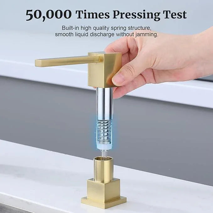 Sink Soap Dispenser for Kitchen Sink (Brushed Gold), All Brass Built-in and Refill from Top Design,Metal Hand Soap & Dish Soap Copper Pump - ModernBath
