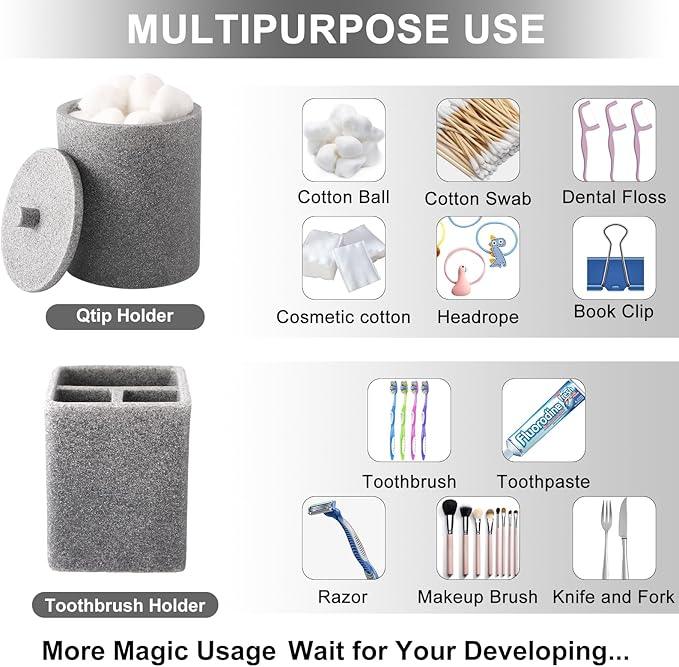 21 Pcs Bathroom Accessory Set with Waterproof Shower Curtain and Non Slip Mat,Resin Bath Set with Toothbrush Holder and Lotion Soap Dispenser,Bathroom Countertop Organizer Set for Home Apartment - ModernBath