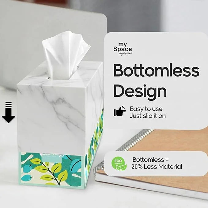 Tissue Box Cover Rectangle - Tissue Box Holder Rectangular - Compatible with Kleenex - Acrylic Marble Bathroom Accessories Decor - ModernBath