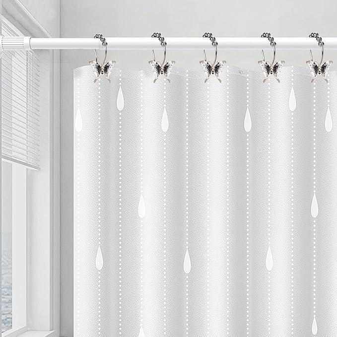 Elerslodia Butterfly Decorative Shower Curtain Hooks,Black and White,12 Pieces,Roller Ball, Stainless Steel,Insect Decor,Shower Rings,Bathroom Set,Rustproof,Home Living & Bathroom Decor,Gift - ModernBath
