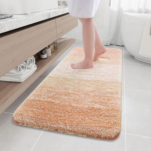 Arotive Microfiber Bathroom Rugs, Shaggy Soft and Absorbent Bath Rug, Non-Slip, Thick Plush Machine Washable Dry Bath Mats for Bathroom, Tub and Shower, 59x24, Peach, Rectangular - ModernBath