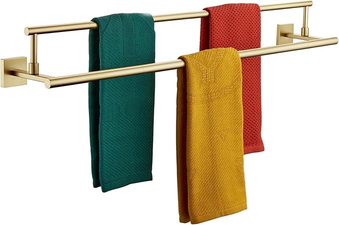 KOKOSIRI Bath Towel Bars 36-Inch Double Towel Rails Overlength Bathroom Racks for Cabinet Kitchen Brushed Gold Stainless Steel B5009BG-L36 - ModernBath
