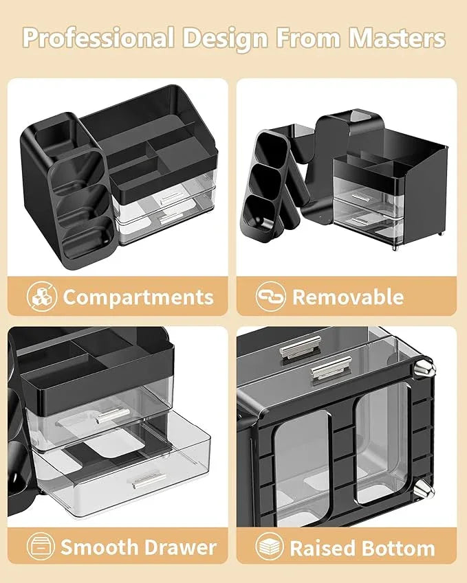 Anylady Makeup Organizer with Drawers, Skincare Organizer (Large Size Thick), Storage Box Cosmetic Display Cases, Make up Organizers for Vanity, Dresser, Desk, Kitchen, Countertop (black) - ModernBath