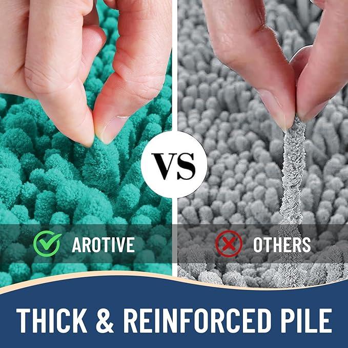 Arotive Luxury Chenille Bathroom Rug Mat, Extra Soft Thick Absorbent Shaggy Bath Rugs, Non-Slip Machine Wash Dry, Plush Bath Mats for Bathroom, Shower and Tub, 30x20, Teal - ModernBath