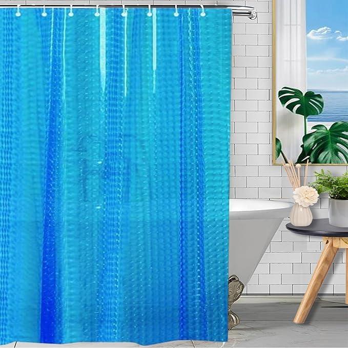 EVA Shower Curtain Liner Blue 3D Water Cube Clear for Bathroom With 12 Rust Proof Metal Grommets, 60x71 Inches for Girly Bathroom Stall - ModernBath