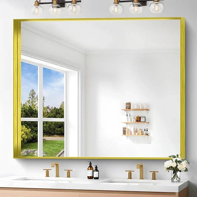 NIMURY Gold Bathroom Mirror, 40x48 Inch Rectangular Framed Mirror, Large Wall Mounted Bathroom Vanity Mirror Over Sink for Bedroom,Restroom, Living Room, Hangs Vertically or Horizontally - ModernBath