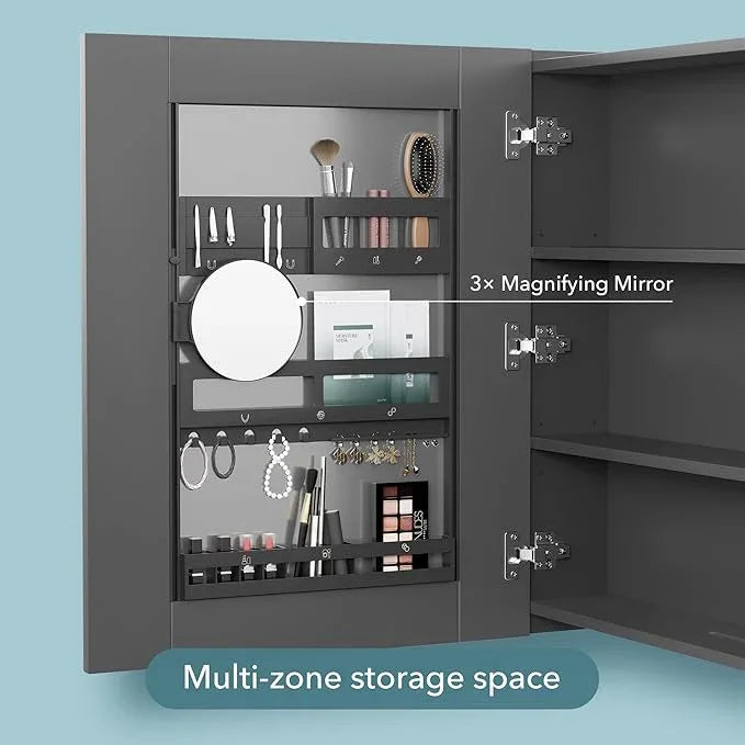 Bathroom Cabinet - Large Single Door 24x30 inchs Wall Cabinet Mirror Medicine Cabinet with Facial Tissues Slot and Multifunctional Storage Area - ModernBath