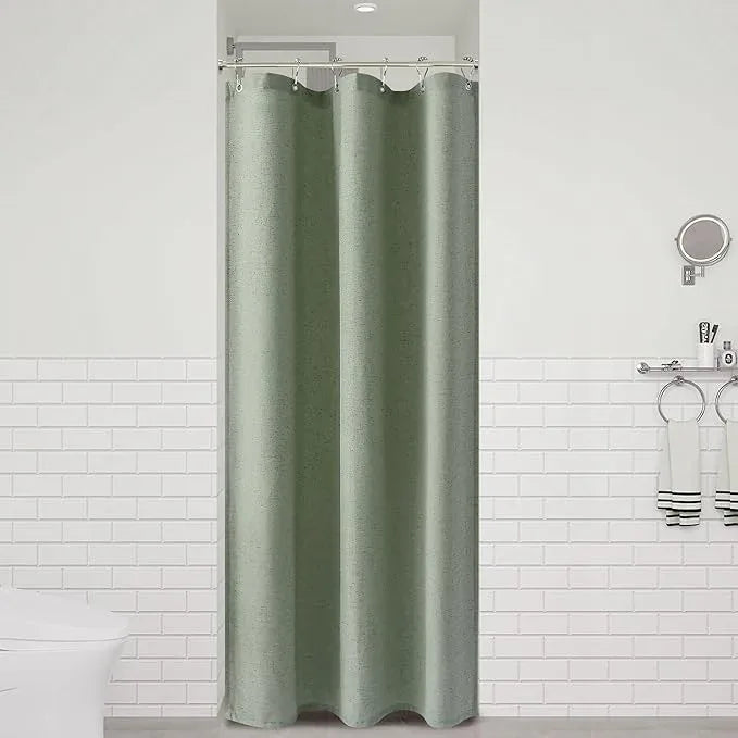Naturoom Light Sage 36 Inch Shower Curtain - Stall Narrow Half Linen Ultra Thick Fabric Shower Curtain Set with Hooks, Boho Farmhouse Rustic RV Camper Bath Curtains for Bathroom, 36x72 - ModernBath