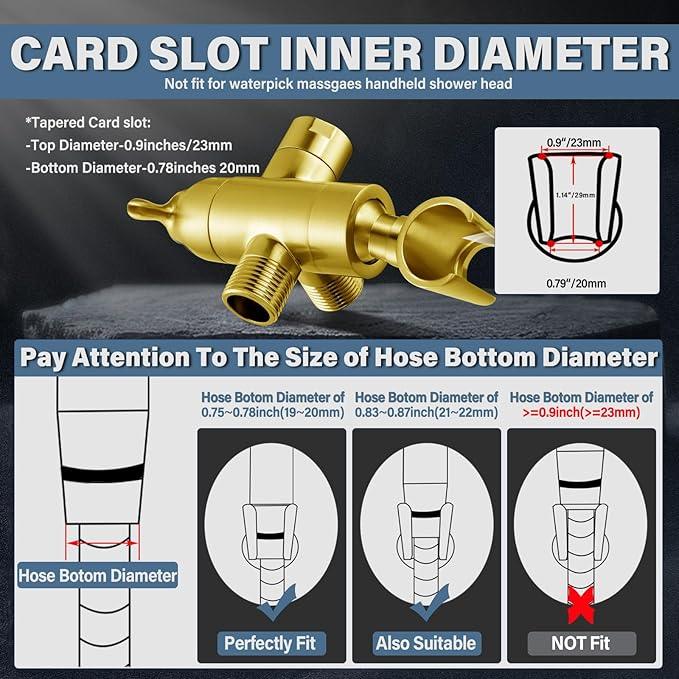 Metal Shower Arm Diverter with Handheld Mount, G1/2" 3-Way Shower Diverter Valve Bathroom Universal Showering System Replacement for Handheld Wand and Fixed Sprayer, Brushed Gold - ModernBath