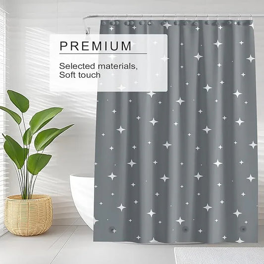 TIKABC Shower Curtain Liner, 4G PEVA Shower Liner, Plastic Waterproof Shower Curtains, with Grommet Holes and 3 Magnetic Weights(Dreamy Grey) - ModernBath
